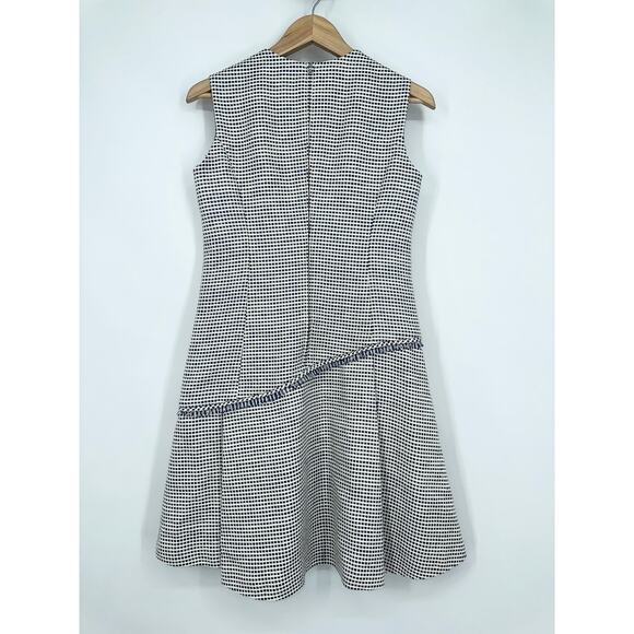 ADEAM Tweed Dress Sleeveless Plaid Fringe Trim Asymmetric Mini Dress - Picture 2 of 13